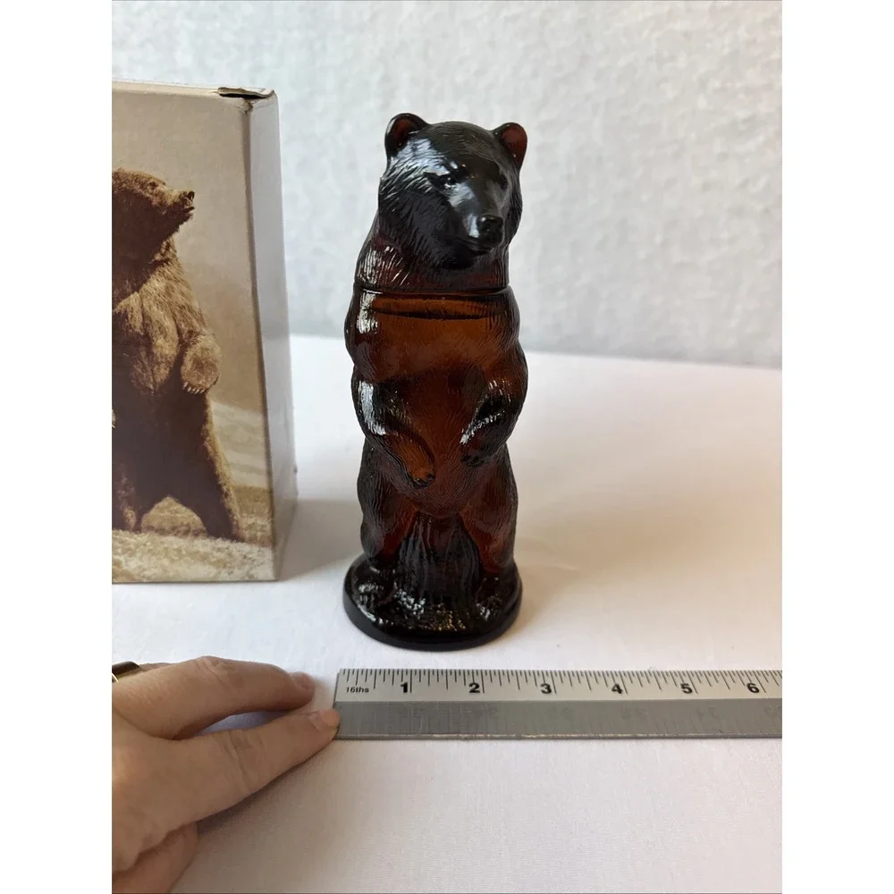 Vintage 1970s Avon Kodiak Bear Glass Decanter Bottle Full With Box After Shave